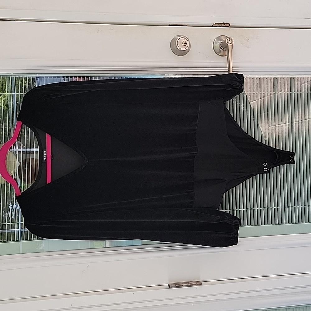 Torrid V Neck Velvet Long Sleeve Bodysuit - Picture 3 of 13